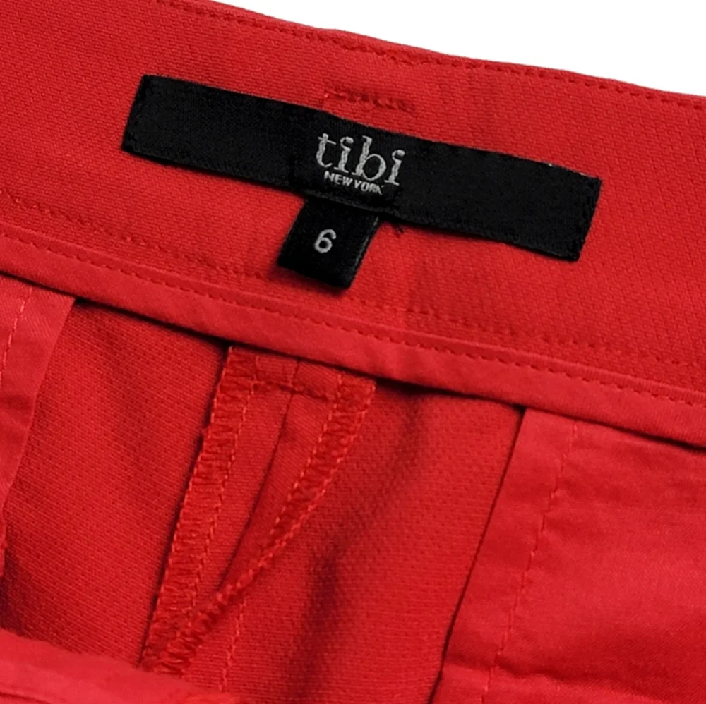 Tibi New York Red Front Flap Shorts